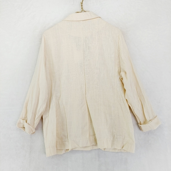 Lush Cream Roll Tab Sleeve 2 Button-Up Blazer Jackets 535 - Picture 4 of 8